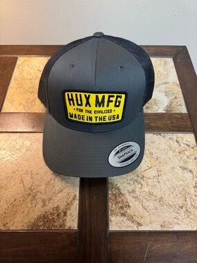 Gray & Black Mesh Snapback Hat with Yellow Patch